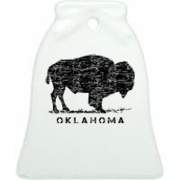 Oklahoma And American Buffalo Bison Ceramic Bell Ornament