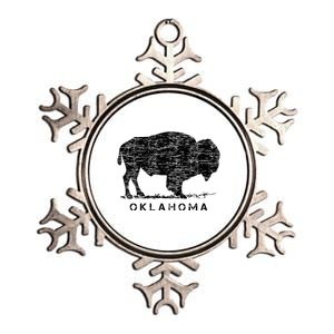 Oklahoma And American Buffalo Bison Metallic Star Ornament