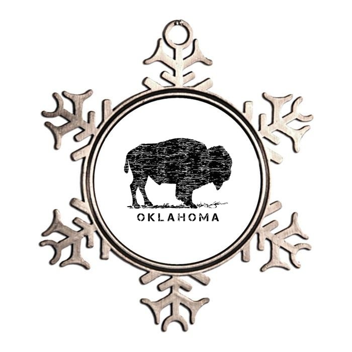 Oklahoma And American Buffalo Bison Metallic Star Ornament