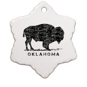 Oklahoma And American Buffalo Bison Ceramic Star Ornament