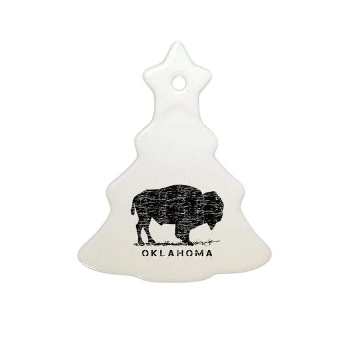 Oklahoma And American Buffalo Bison Ceramic Tree Ornament