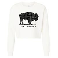 Oklahoma And American Buffalo Bison Cropped Pullover Crew