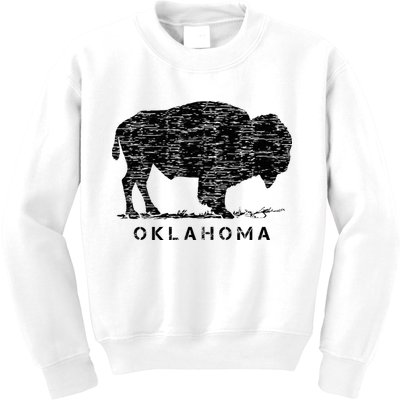 Oklahoma And American Buffalo Bison Kids Sweatshirt