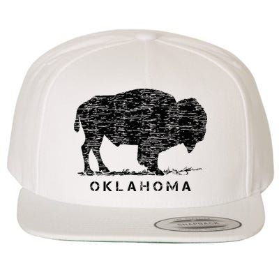 Oklahoma And American Buffalo Bison Wool Snapback Cap
