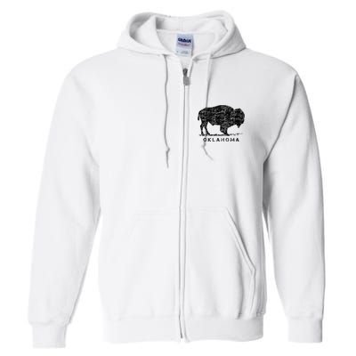 Oklahoma And American Buffalo Bison Full Zip Hoodie