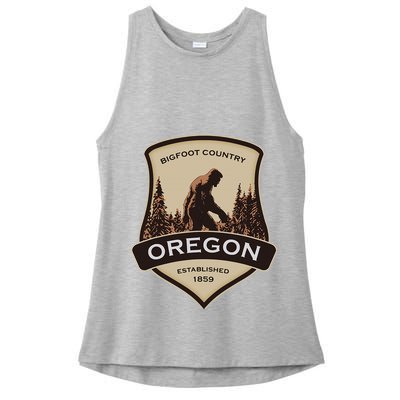 Oregon And A Bigfoot Or A Sasquatch Ladies PosiCharge Tri-Blend Wicking Tank