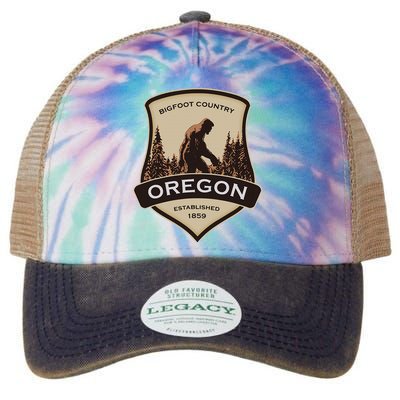 Oregon And A Bigfoot Or A Sasquatch Legacy Tie Dye Trucker Hat