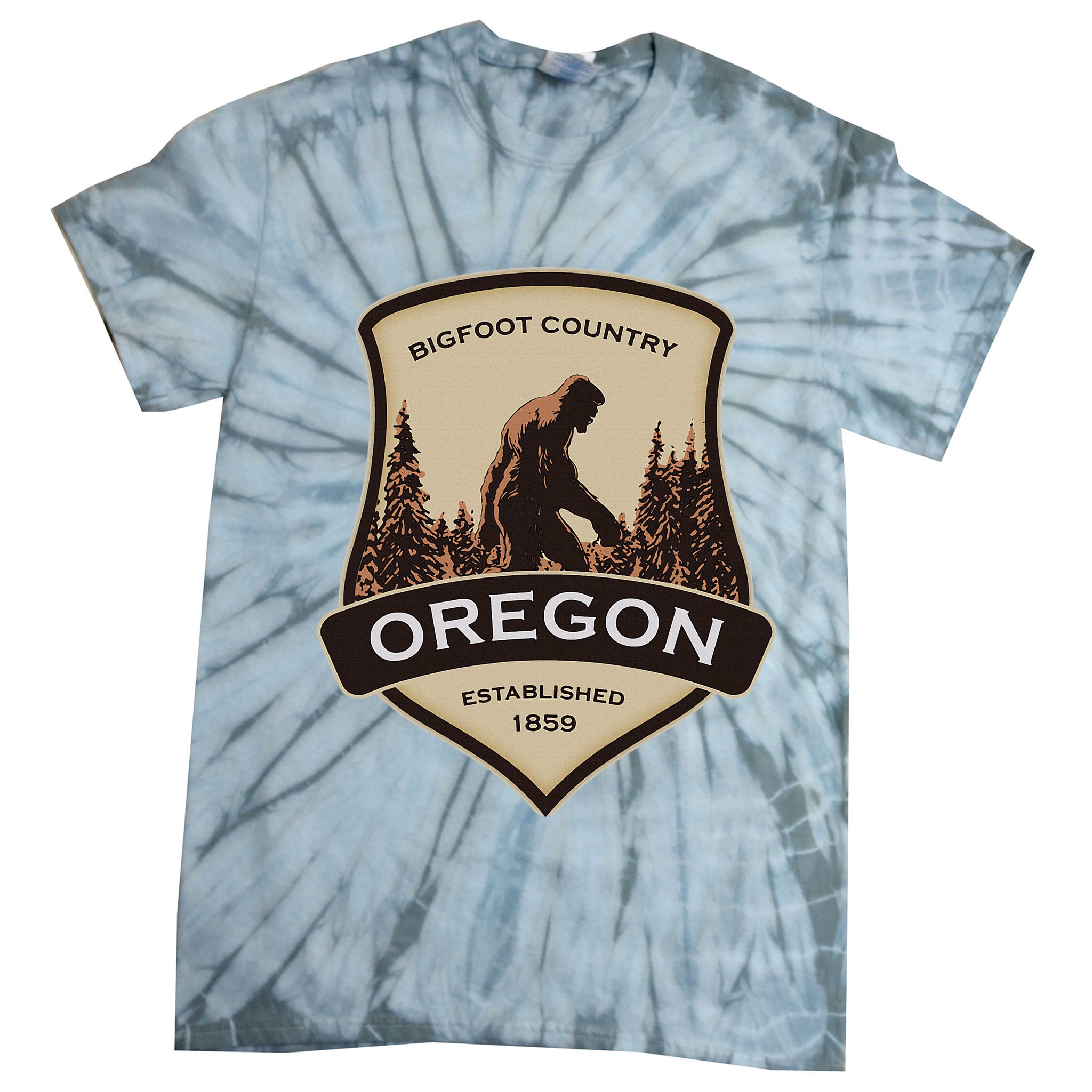 Oregon And A Bigfoot Or A Sasquatch Tie-Dye T-Shirt