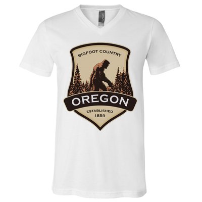 Oregon And A Bigfoot Or A Sasquatch V-Neck T-Shirt