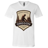 Oregon And A Bigfoot Or A Sasquatch V-Neck T-Shirt