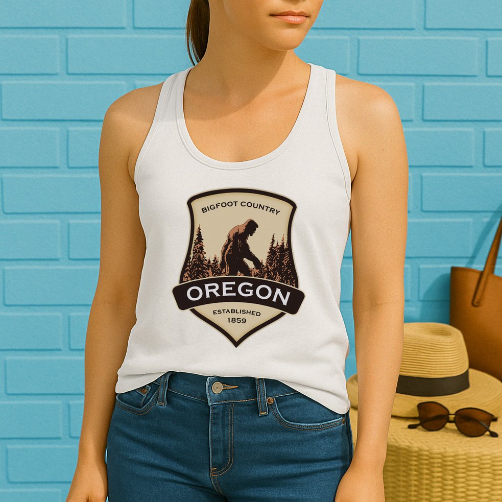 Oregon And A Bigfoot Or A Sasquatch Womens Tank Top