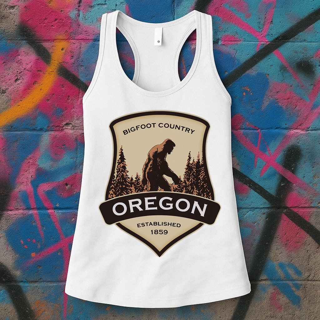 Oregon And A Bigfoot Or A Sasquatch Womens Tank Top