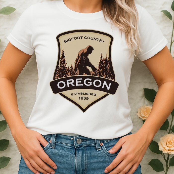 Oregon And A Bigfoot Or A Sasquatch Womens T-Shirt