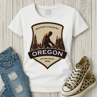 Oregon And A Bigfoot Or A Sasquatch Womens T-Shirt