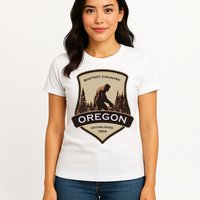 Oregon And A Bigfoot Or A Sasquatch Womens T-Shirt