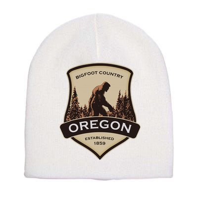 Oregon And A Bigfoot Or A Sasquatch Short Acrylic Beanie