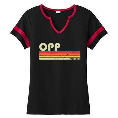 Opp Al Alabama Funny City Home Roots Gift Retro 70s 80s Ladies Halftime Notch Neck Tee