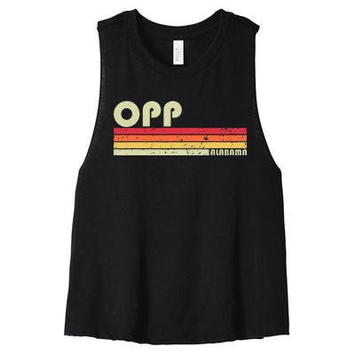 Opp Al Alabama Funny City Home Roots Gift Retro 70s 80s Women's Racerback Cropped Tank