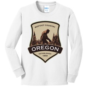 Oregon And A Bigfoot Or A Sasquatch Kids Long Sleeve Shirt