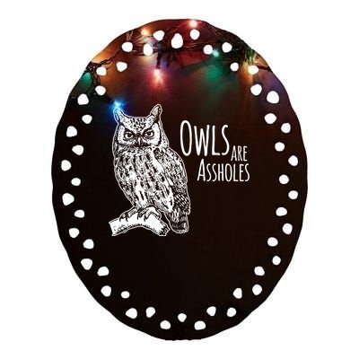 Owls Are Assholes Ceramic Oval Ornament