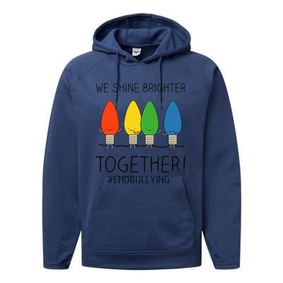 Orange Anti Bullying Unity Day Shine Brighter Together Performance Fleece Hoodie