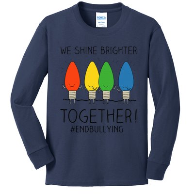 Orange Anti Bullying Unity Day Shine Brighter Together Kids Long Sleeve Shirt