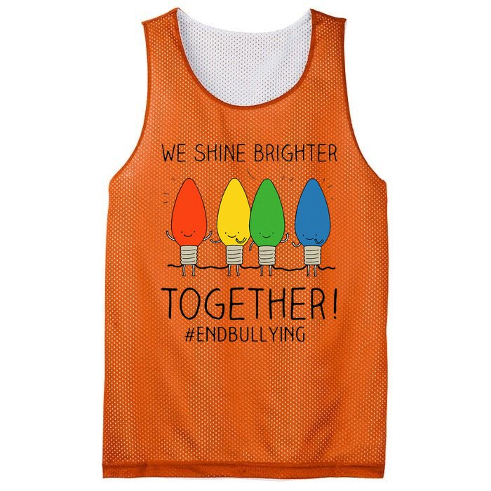 Orange Anti Bullying Unity Day Shine Brighter Together Mesh Reversible Basketball Jersey Tank