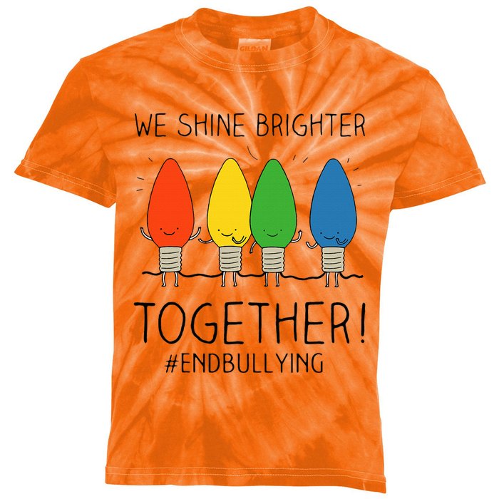 Orange Anti Bullying Unity Day Shine Brighter Together Kids Tie-Dye T-Shirt