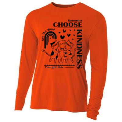 Orange Anti Bullying Cats Be Kind Unity Day Cooling Performance Long Sleeve Crew