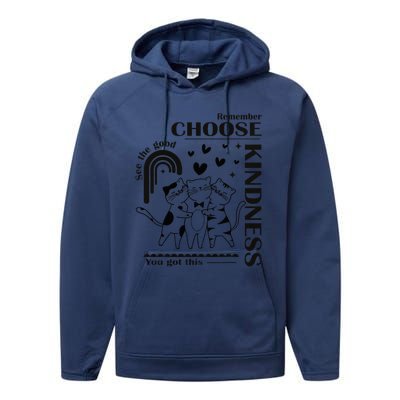 Orange Anti Bullying Cats Be Kind Unity Day Performance Fleece Hoodie