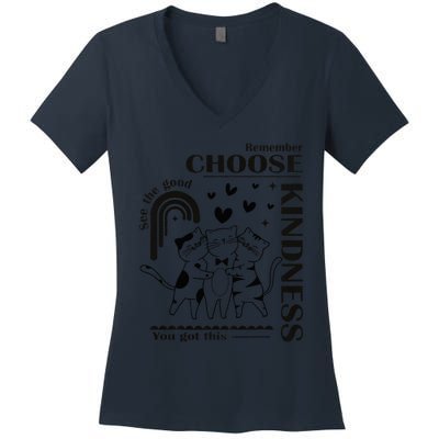 Orange Anti Bullying Cats Be Kind Unity Day Women's V-Neck T-Shirt