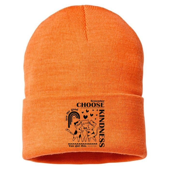 Orange Anti Bullying Cats Be Kind Unity Day Sustainable Knit Beanie