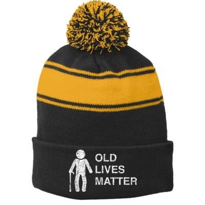 Old Age Birthday, Funny 30th 40th 50th 60th 70th 80th Stripe Pom Pom Beanie