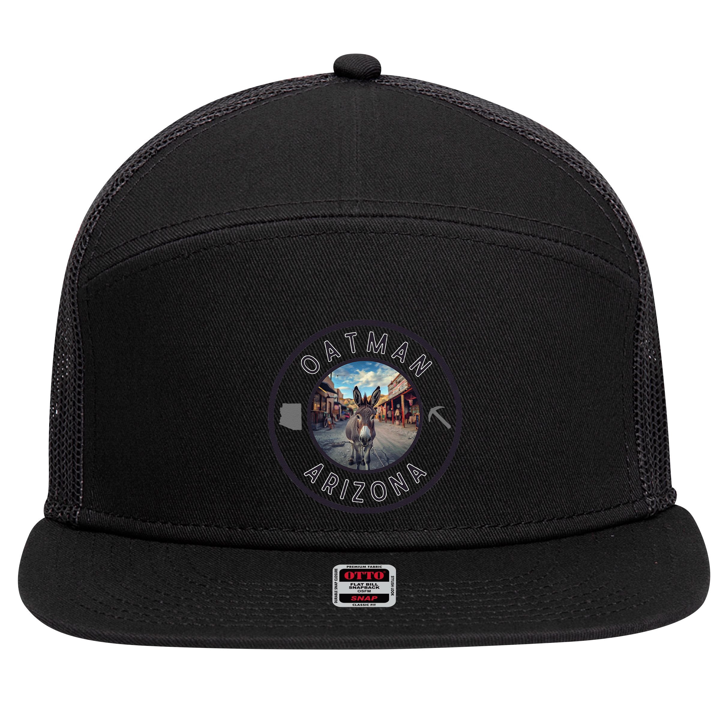 Oatman Arizona Burro In Town 7 Panel Mesh Trucker Snapback Hat