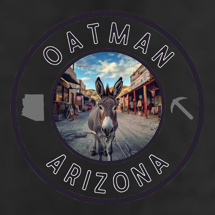 Oatman Arizona Burro In Town 7 Panel Mesh Trucker Snapback Hat