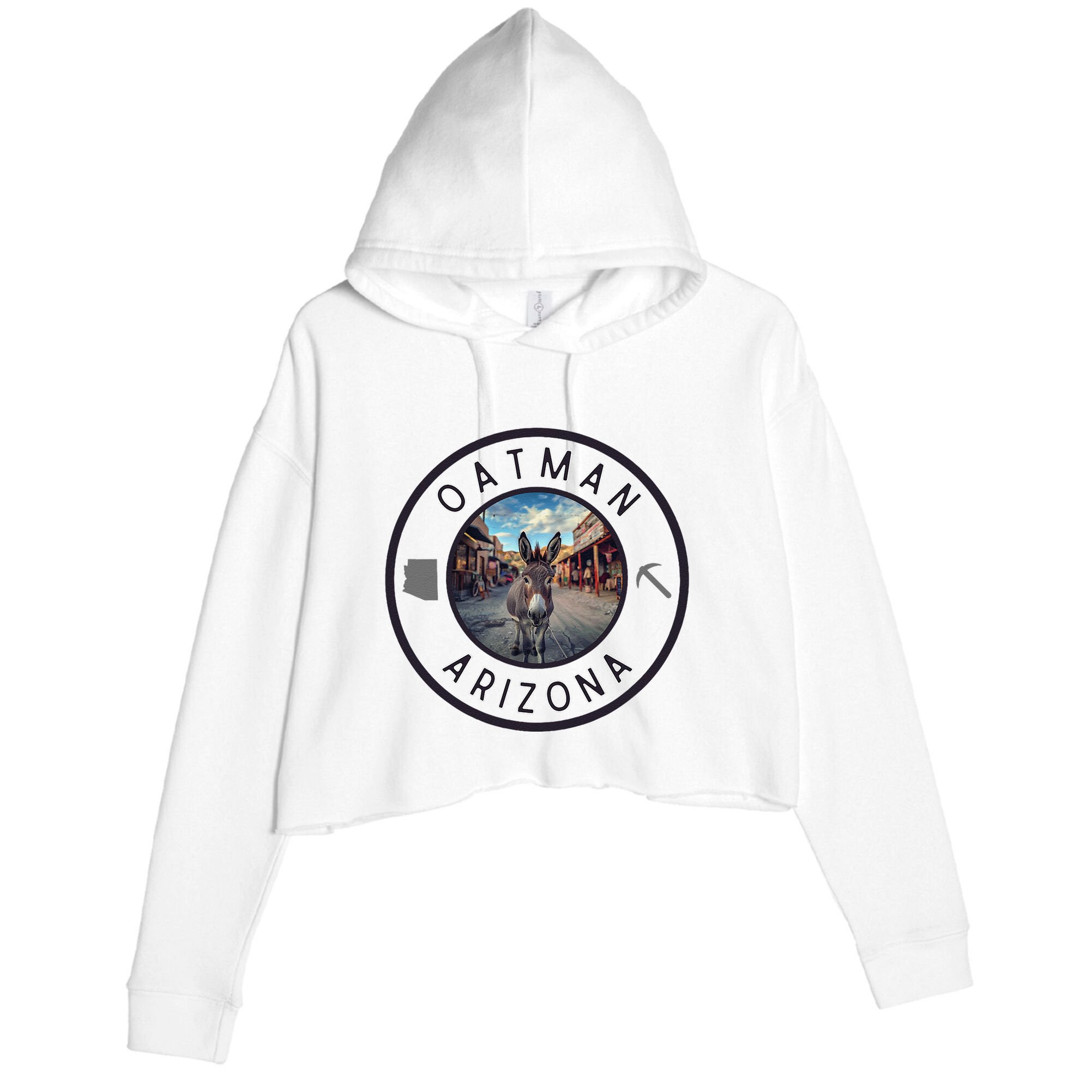 Oatman Arizona Burro In Town Crop Fleece Hoodie
