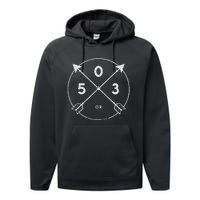 Oregon Area Code 503 State Pride Souvenir Gift Arrow Performance Fleece Hoodie