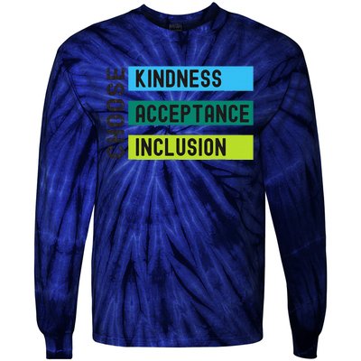 Orange AntiBulling Choose Kindness Acceptance Inclusion Tie-Dye Long Sleeve Shirt