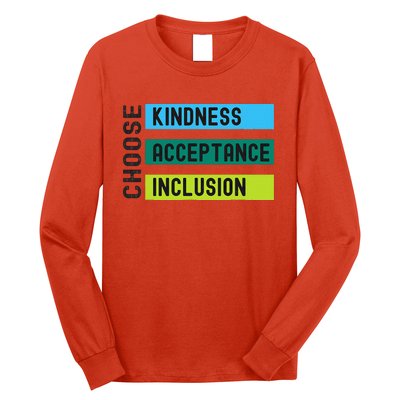 Orange AntiBulling Choose Kindness Acceptance Inclusion Long Sleeve Shirt