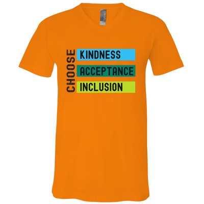 Orange AntiBulling Choose Kindness Acceptance Inclusion V-Neck T-Shirt