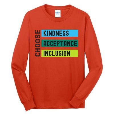 Orange AntiBulling Choose Kindness Acceptance Inclusion Tall Long Sleeve T-Shirt