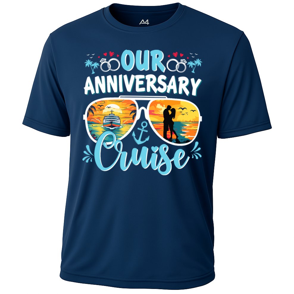 Our Anniversary Cruise Husband Wife Couples Cruise Vacation Cooling Performance Crew T-Shirt