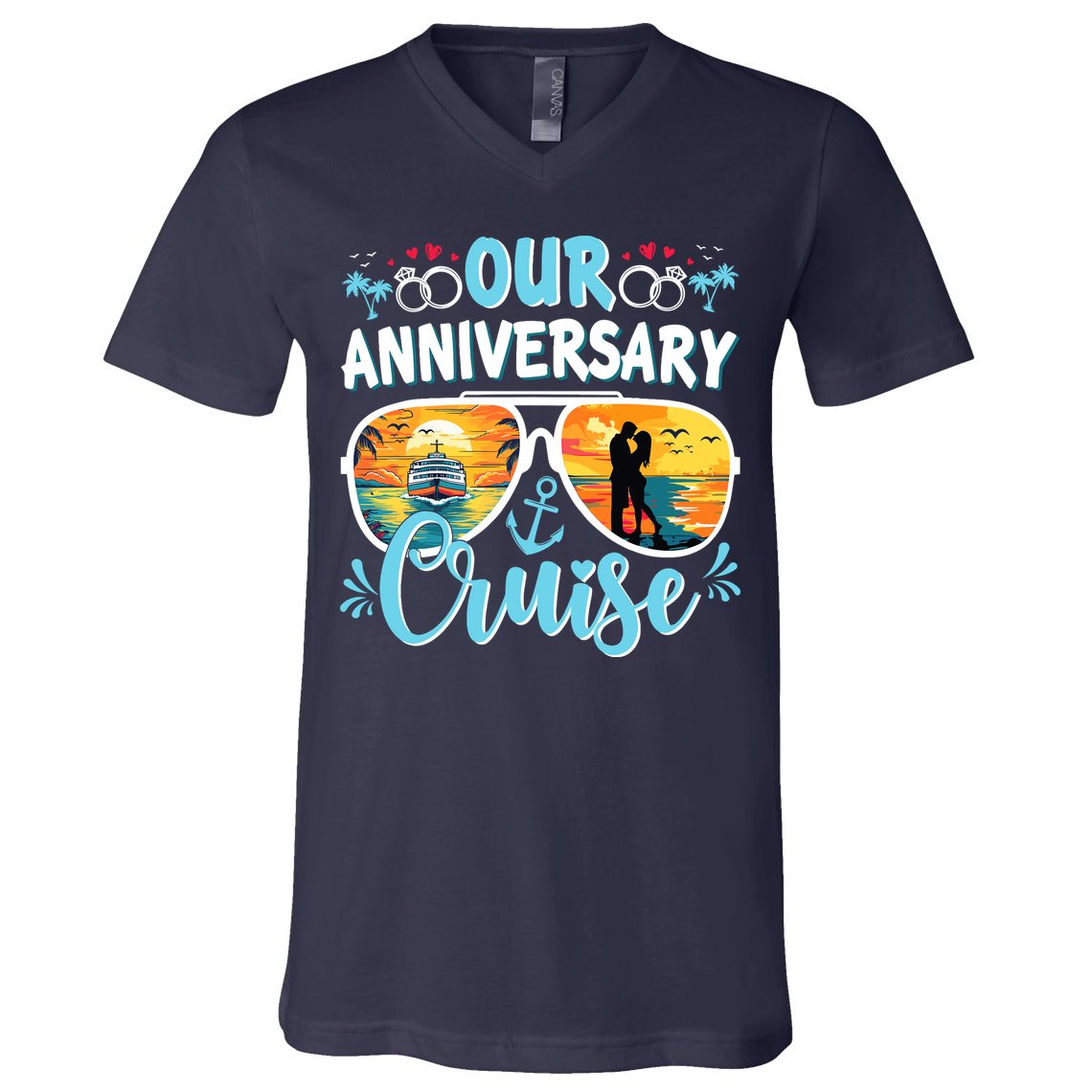 Our Anniversary Cruise Husband Wife Couples Cruise Vacation V-Neck T-Shirt
