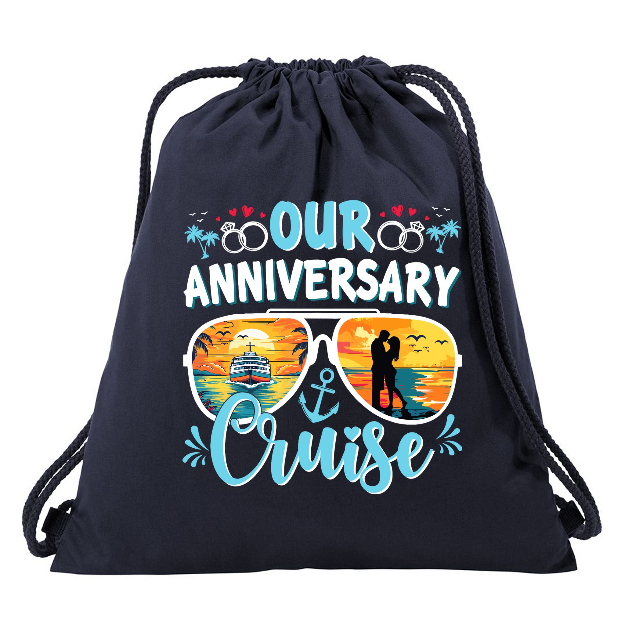 Our Anniversary Cruise Husband Wife Couples Cruise Vacation Drawstring Bag