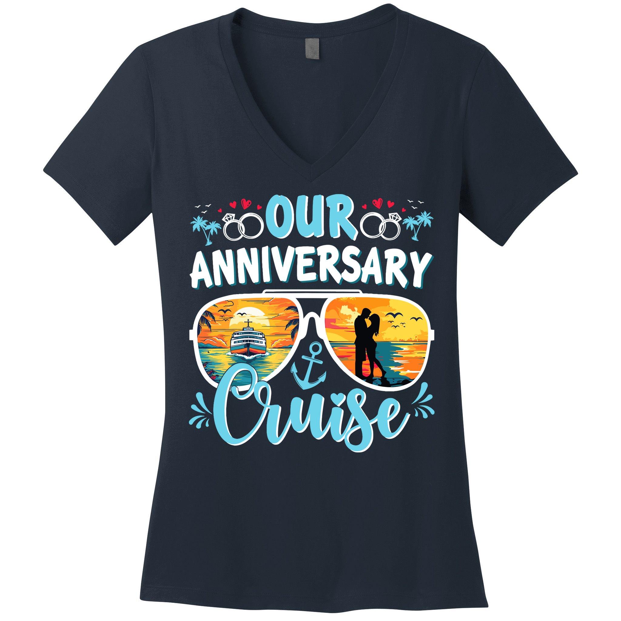 Our Anniversary Cruise Husband Wife Couples Cruise Vacation Women's V-Neck T-Shirt