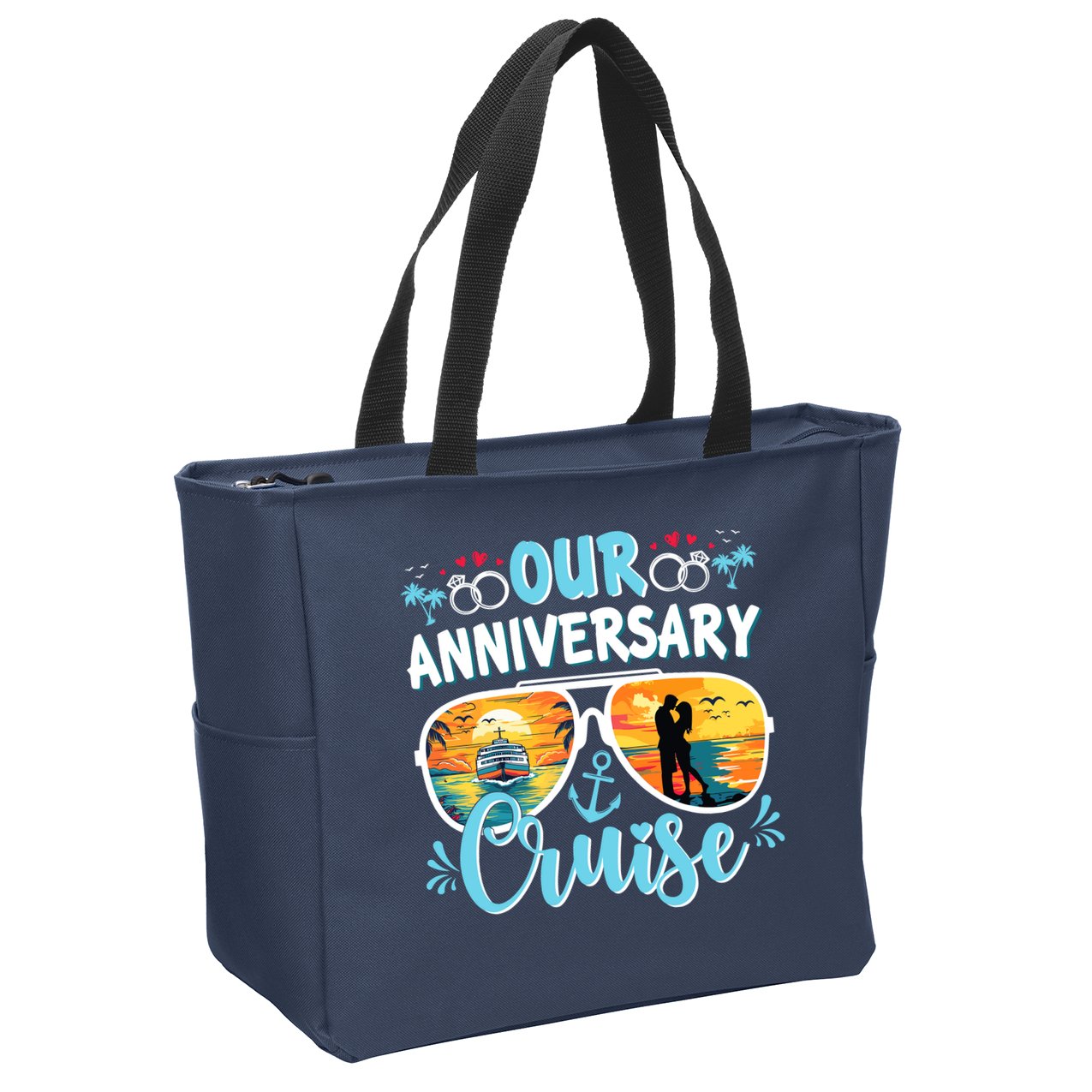 Our Anniversary Cruise Husband Wife Couples Cruise Vacation Zip Tote Bag