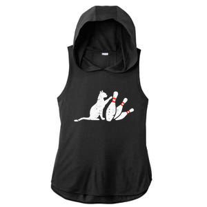 Ornery Alley Cat Tipping Funny Bowling Attire Ladies PosiCharge Tri-Blend Wicking Draft Hoodie Tank