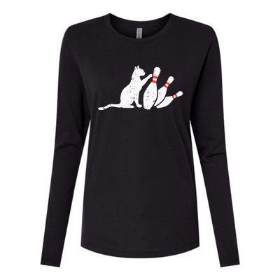 Ornery Alley Cat Tipping Funny Bowling Attire Womens Cotton Relaxed Long Sleeve T-Shirt