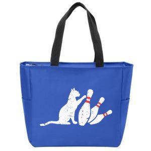 Ornery Alley Cat Tipping Funny Bowling Attire Zip Tote Bag