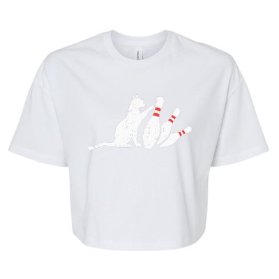 Ornery Alley Cat Tipping Funny Bowling Attire Bella+Canvas Jersey Crop Tee